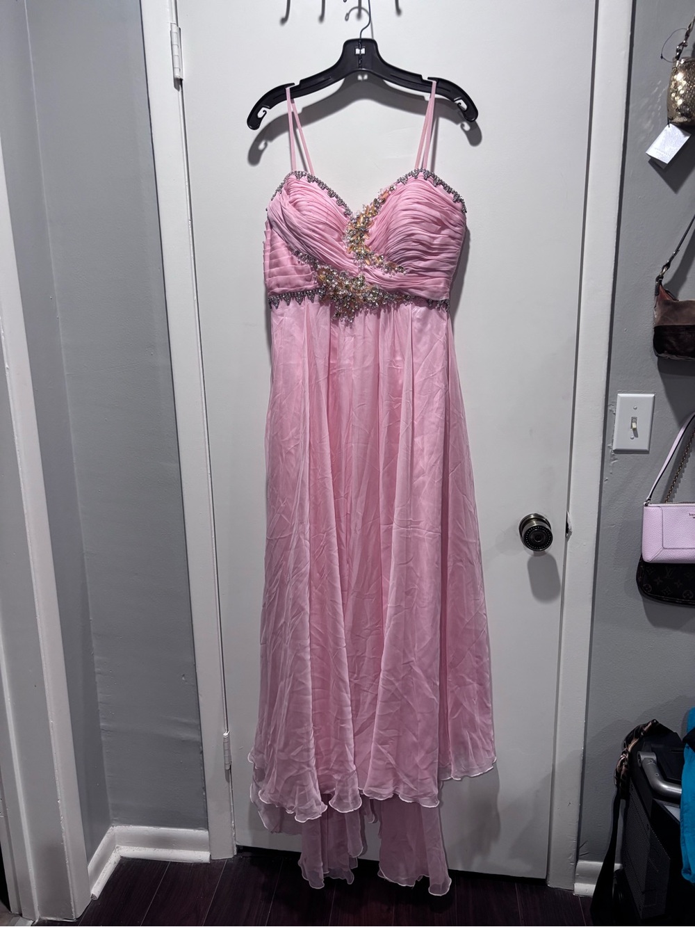 Pink Beaded Chiffon Evening Dress